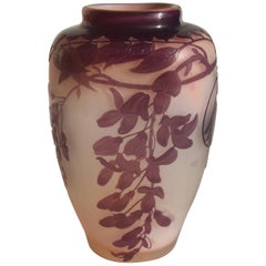 Art Nouveau Emile Galle Wisteria Cameo Vase