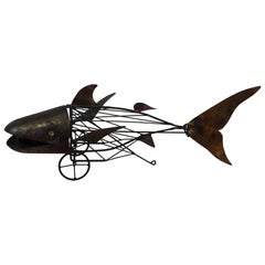 Vintage Old Folk Art Kinetic Sculpture Jonah and the Whale