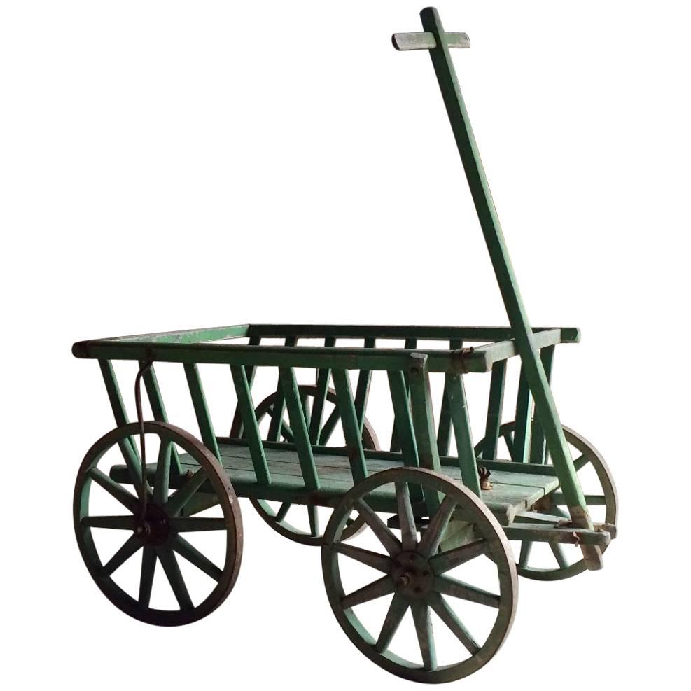 Antique French Flower Cart Hand Cart 19th Century Victorian, Original