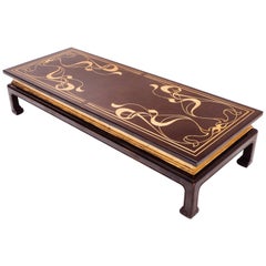 1970 Large Wooden Coffee Table, Oriental Style