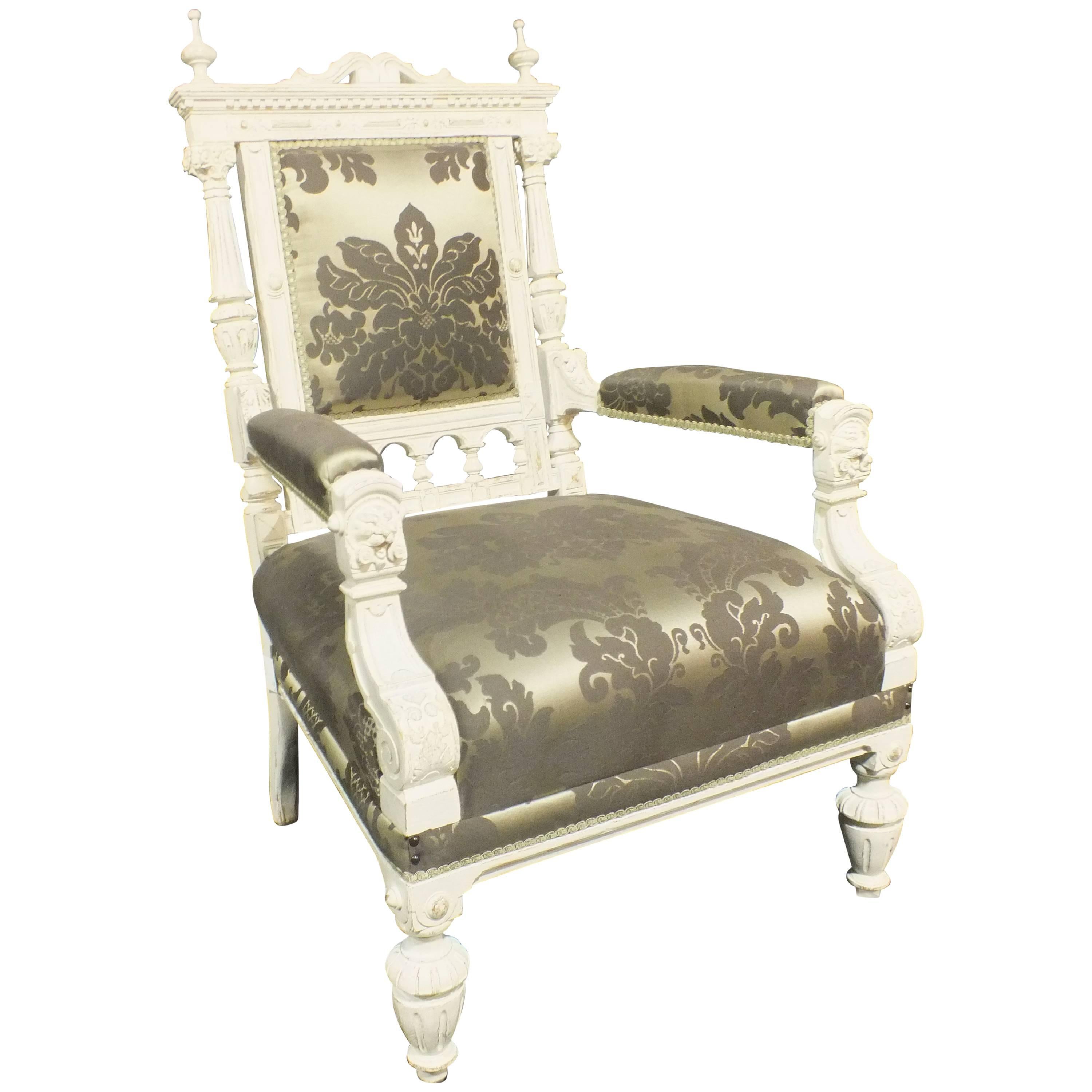 White Calked Gruenderzeit Chair, 1910, Germany For Sale