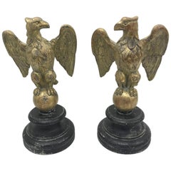 Pair of Wood Neoclassical Roman Eagles, Italy, circa 1930