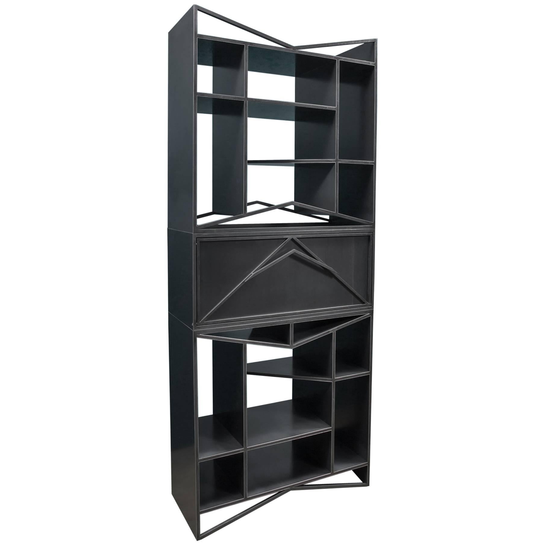 Meridian Modular Credenza, Trio, Vertical Steel Bookcase, by Force/Collide
