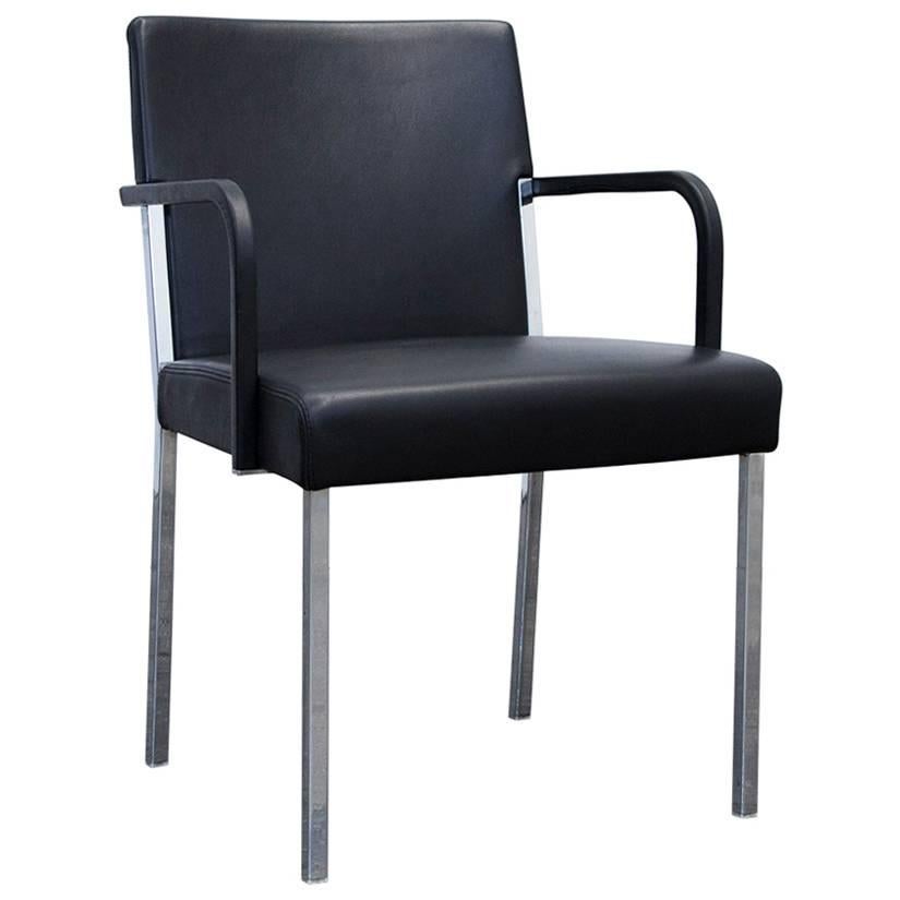 Moroso Designer Leather Armchair in Black, One-Seat Modern