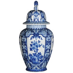 20th Century Monumental Delft Vase White / Blue Asia