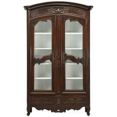 Antique French Walnut Armoire, China Cabinet, or Bookcase circa Early 1800s