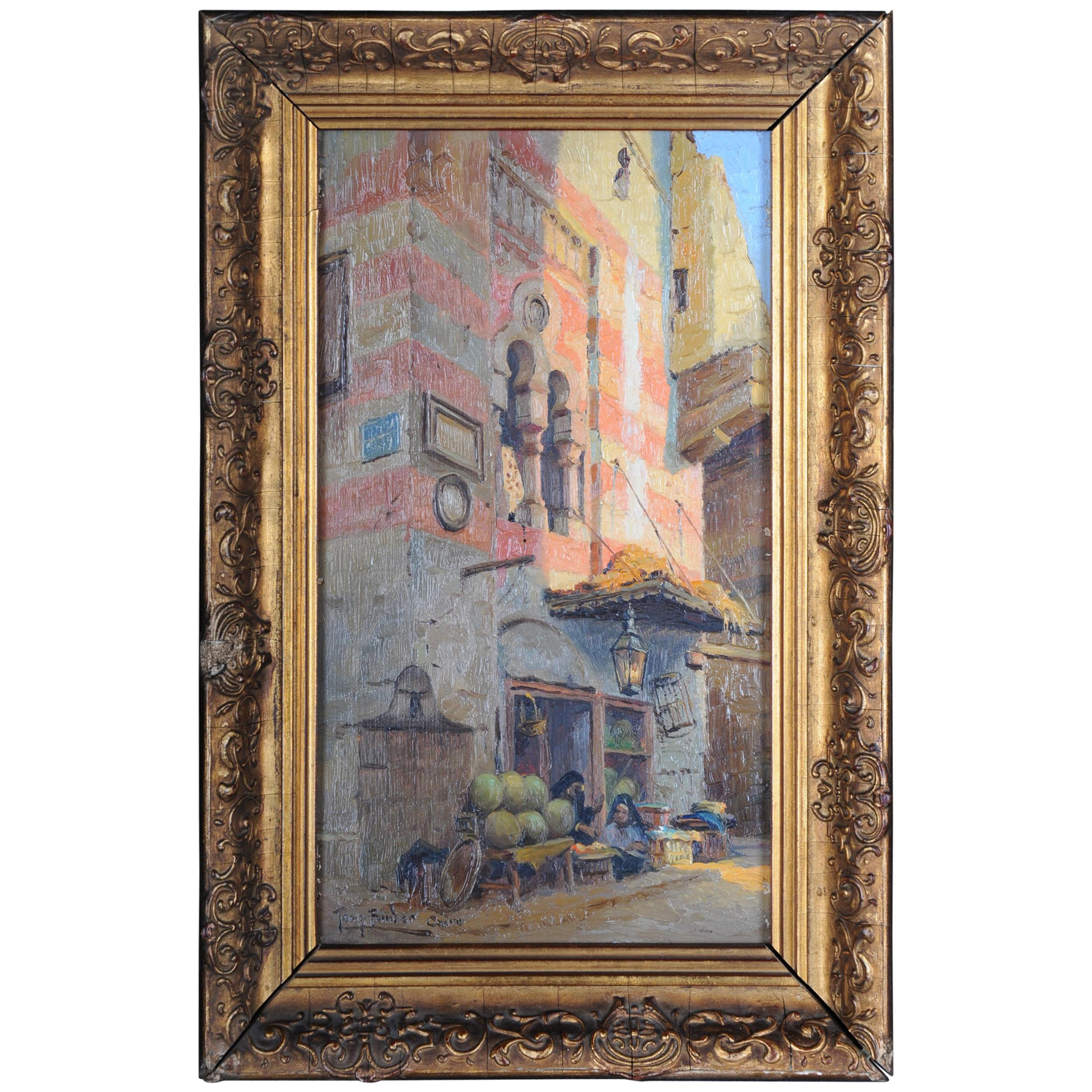 peinture à l'huile du 20ème siècle signée:: Tony Binder "Cairo":: circa 1920