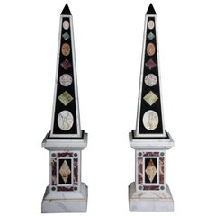 Pair of Monumental Marble Obelisks, White