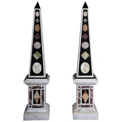 Pair of Monumental Marble Obelisks, White