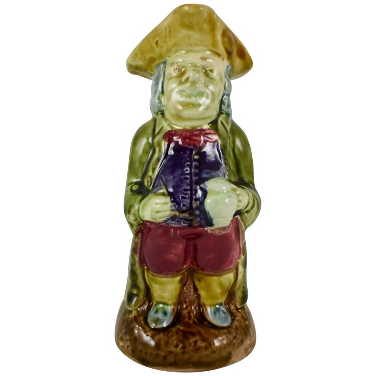 English Majolica Glazed Full Figure 19th Century Gentleman Full Body