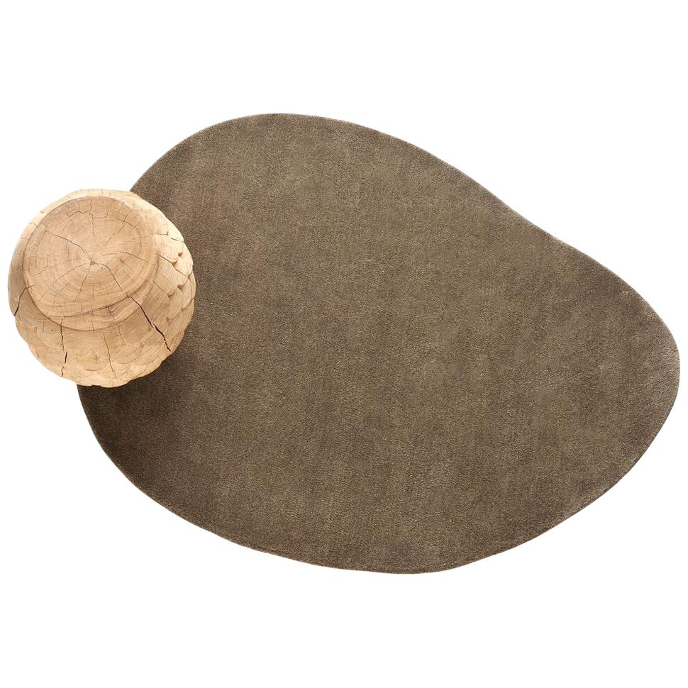 Stone 1 Beige Hand-Tufted Wool Rug by Diego Fortunato For Sale