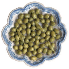 Antique Trompe-l'oeil, an Earthenware Moustiers Plate with Olives, France, 18th Century