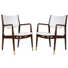 Pair of Walnut and Naugahyde Armchairs by George Reinoehl for Stow & Davis