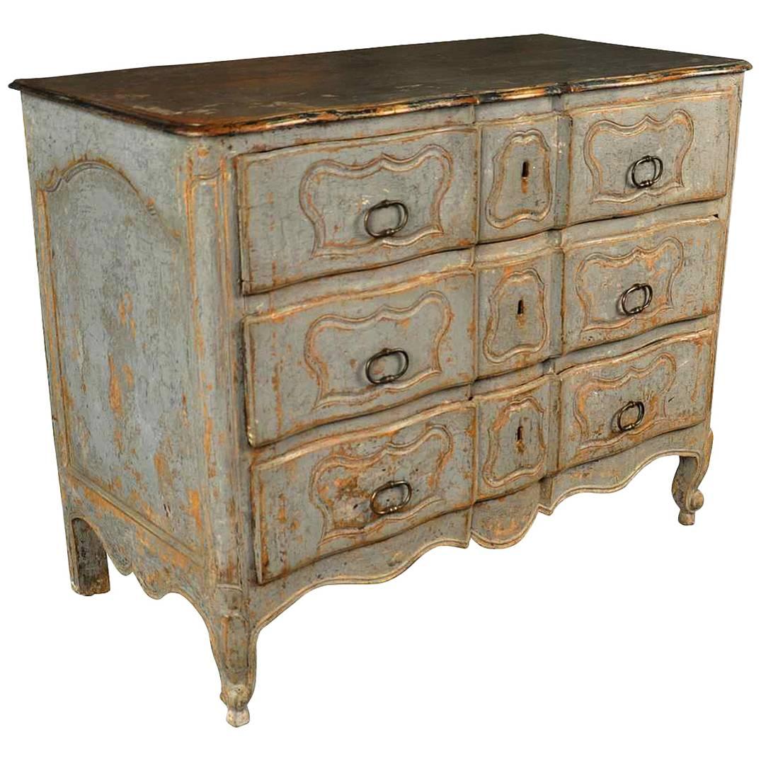 French 18th Century "Arbalette" Commode in Painted Wood