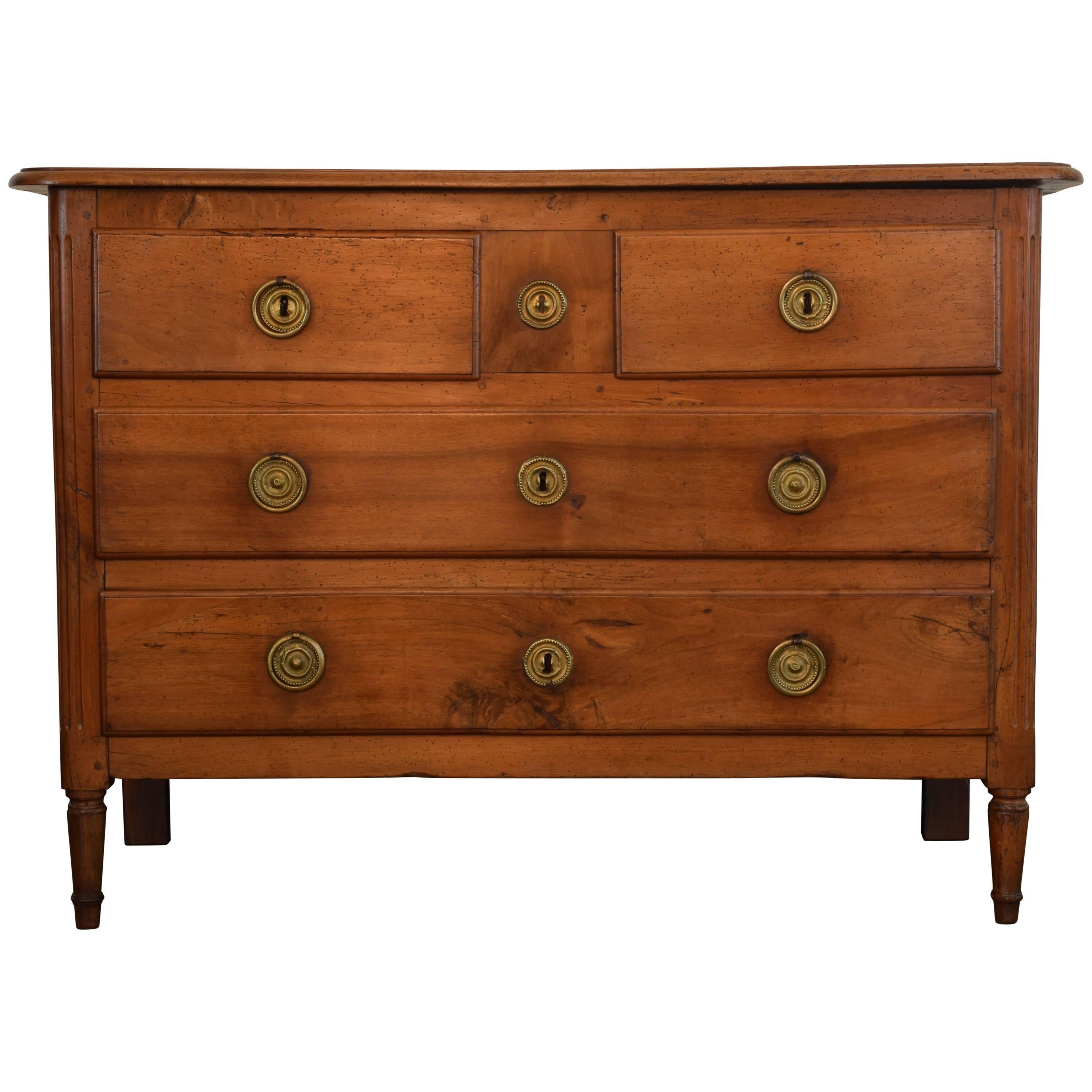 Late LXVI Period French Light Walnut Four-Drawer Commode