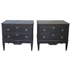 Pair of Black Painted Gustavian Style Commodes