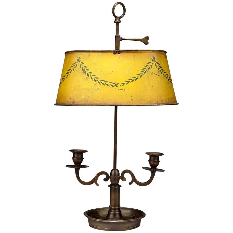 Twin Branch Student Lamp with Original Toleware Shade