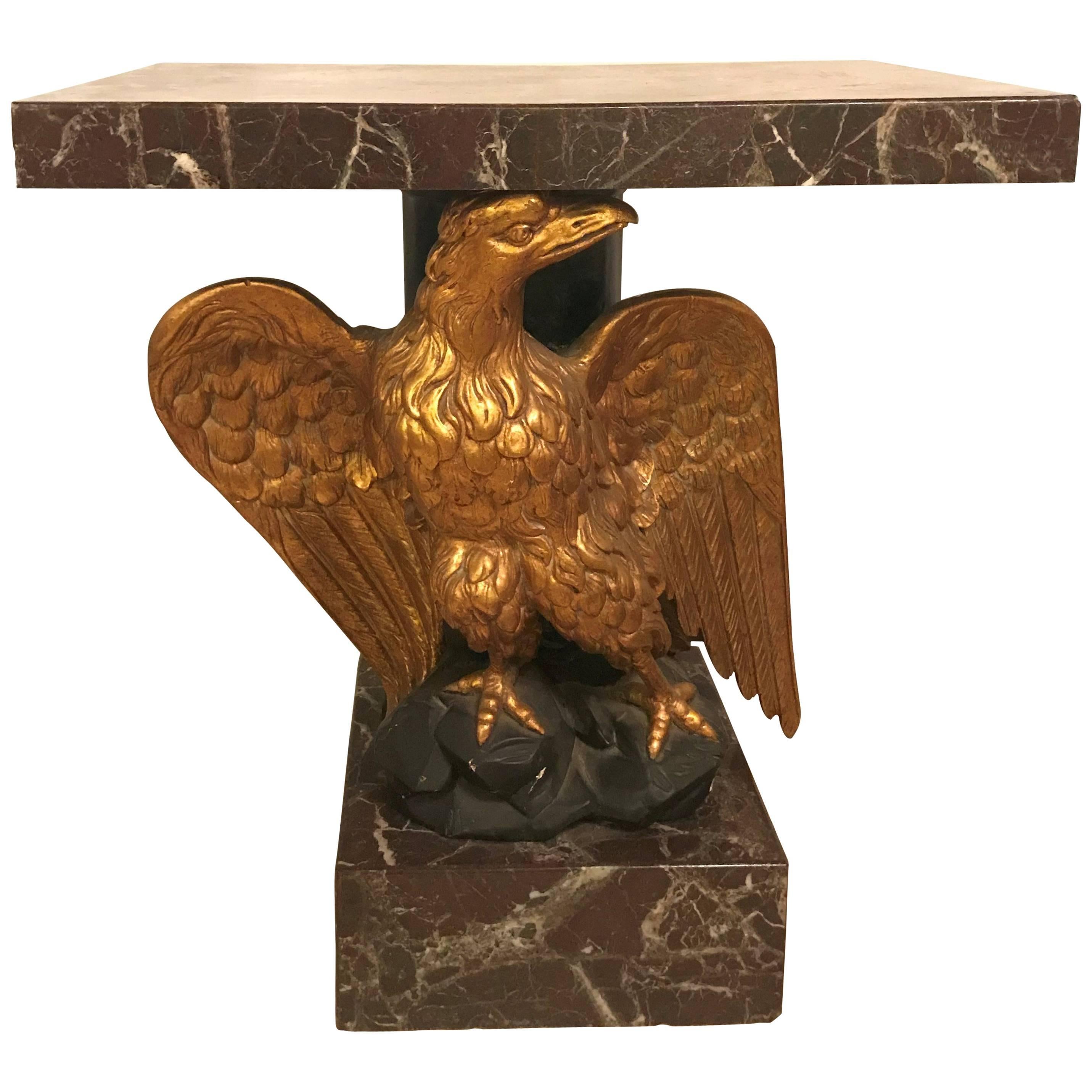 Large Gilded Eagle Marble-Top Console or Pedestal