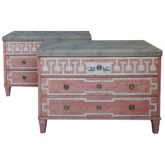Pair of Neoclassical Chests of Drawers with Decorative Paint