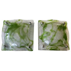 Pair of Mid-Century Modern Green Glass Sconces