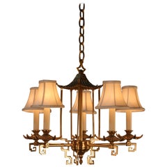French Midcentury Chinoiserie Bronze Chandelier