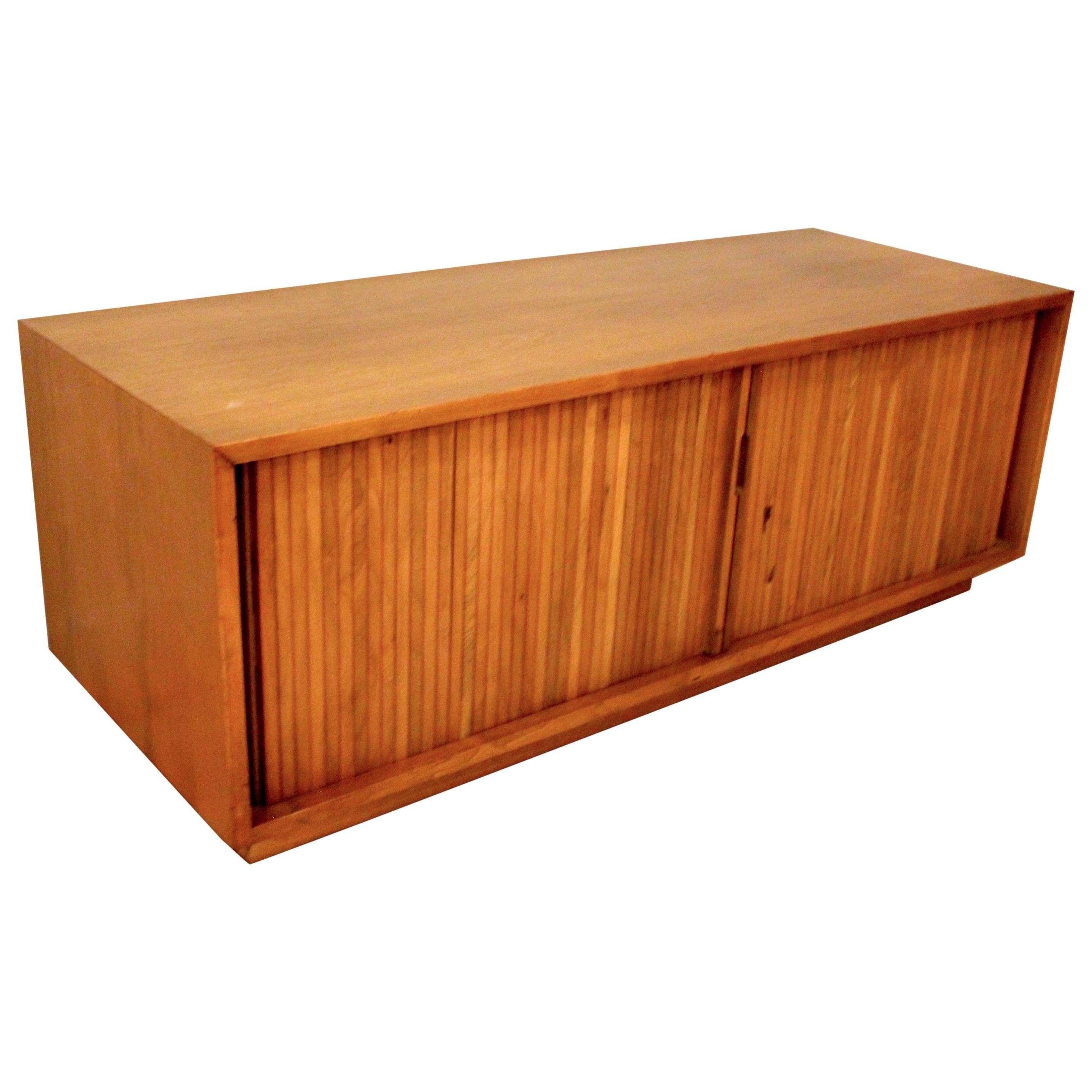 Milo Baughman for Glenn of California Tambour Door Record Storage Cabinet