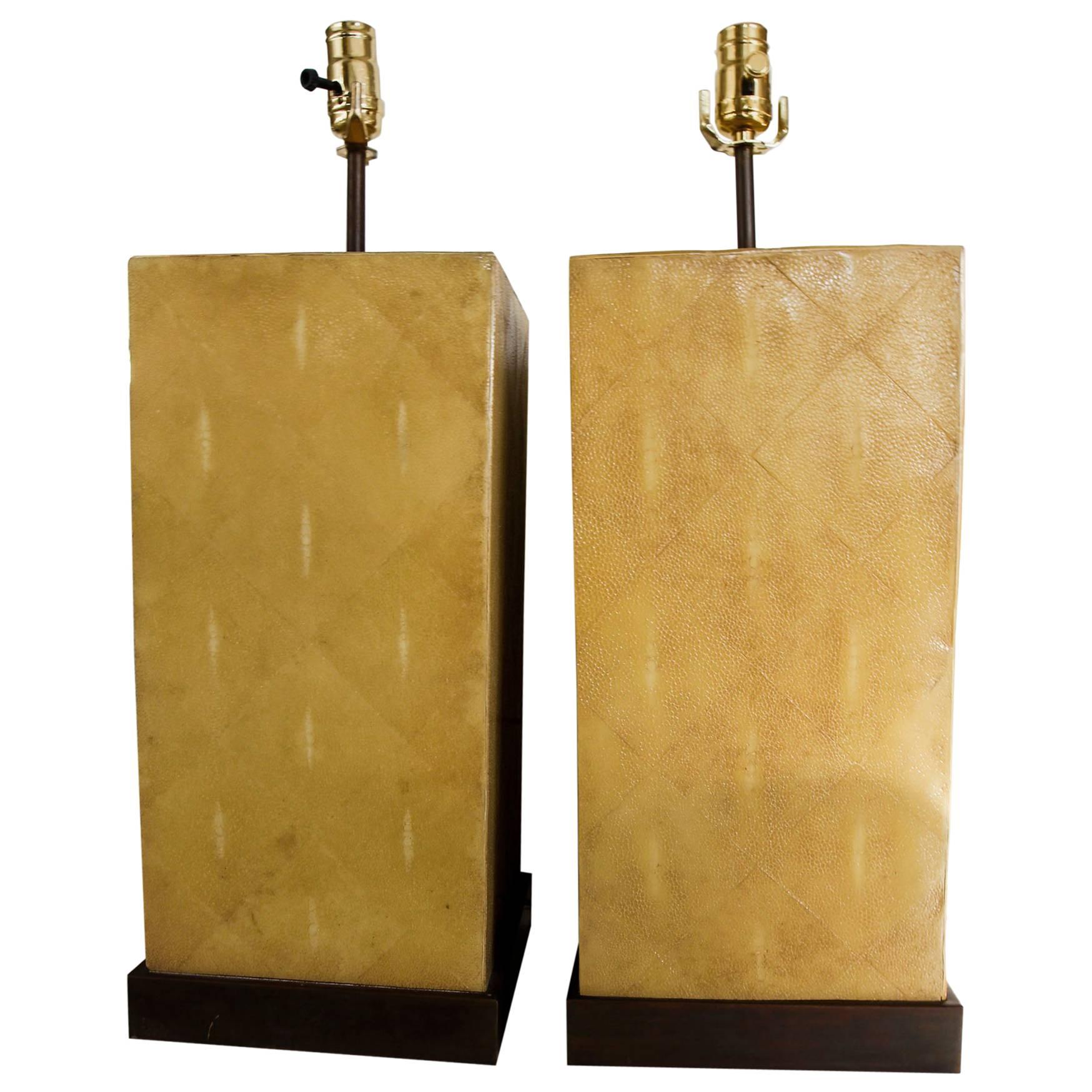 Pair of Stingray Lamps-- Shagreen For Sale