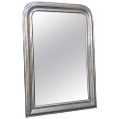 Antique 19th Century, French Louis Philippe Silver Leaf Mirror