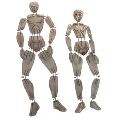 Vintage Mr and Mrs Transparency Glass Figures by Artist