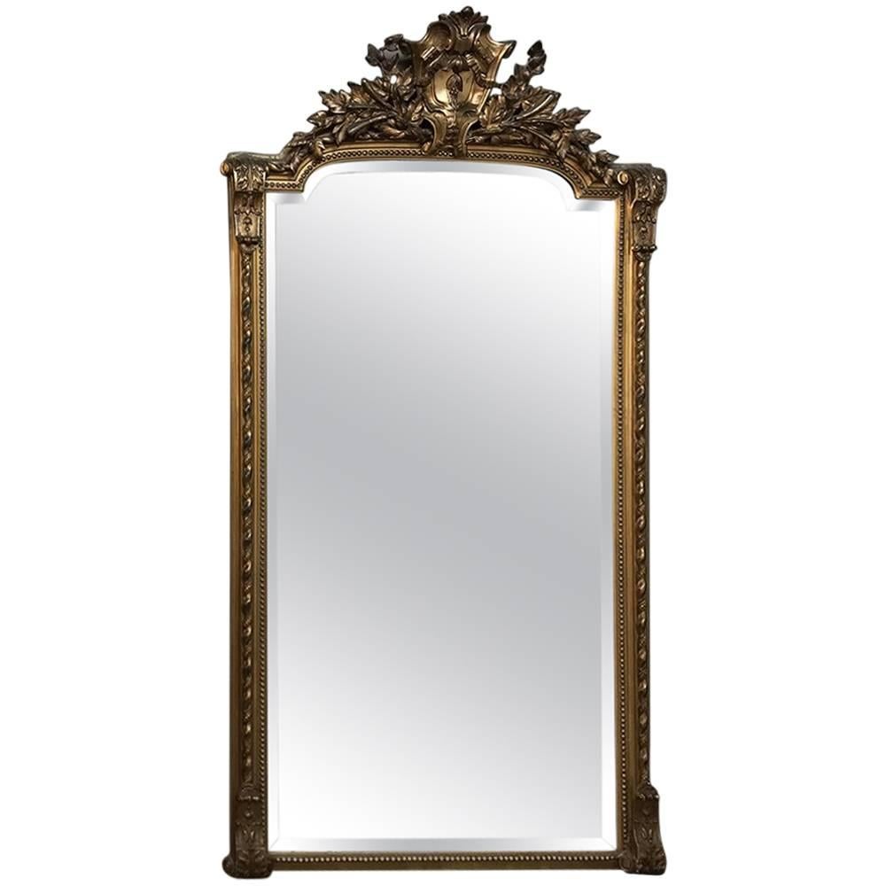 Grand 19th Century French Baroque Gilded Beveled Mirror