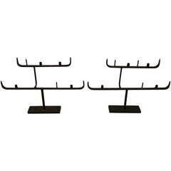 Pair of Black Wrought Iron Candleholders by Nittsji, Sweden