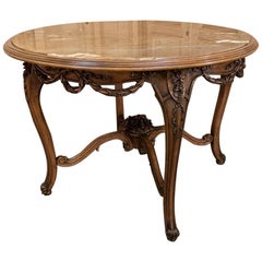 19th Century Italian Louis XVI Onyx Top Center Table with Garlands