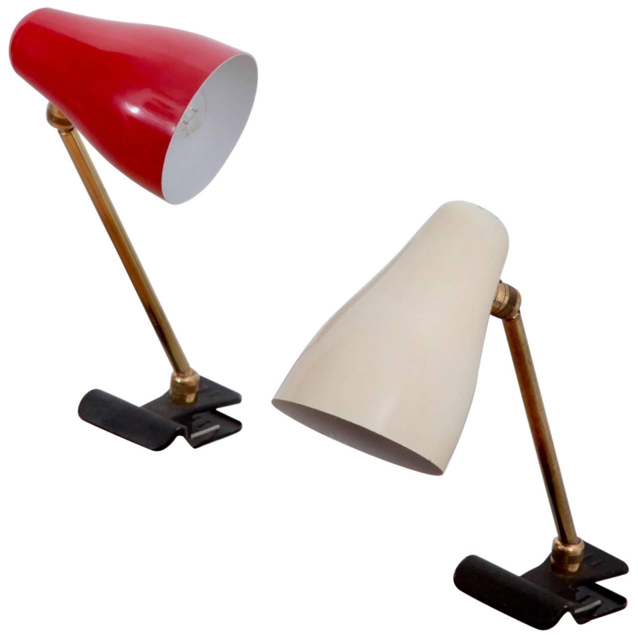 Pair of Desk or Table Clamp Lamps by Giuseppe Ostuni for O-Luce