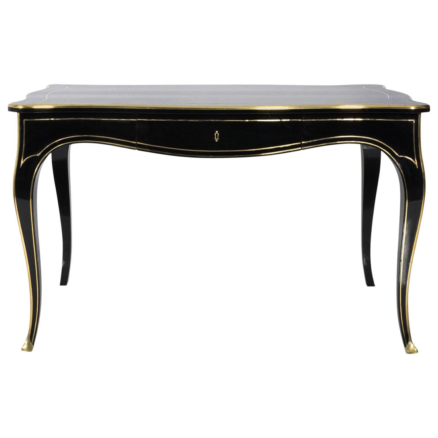 1880s French Black Lacquered Writing Desk