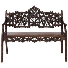 German Black Forest Carved Bench