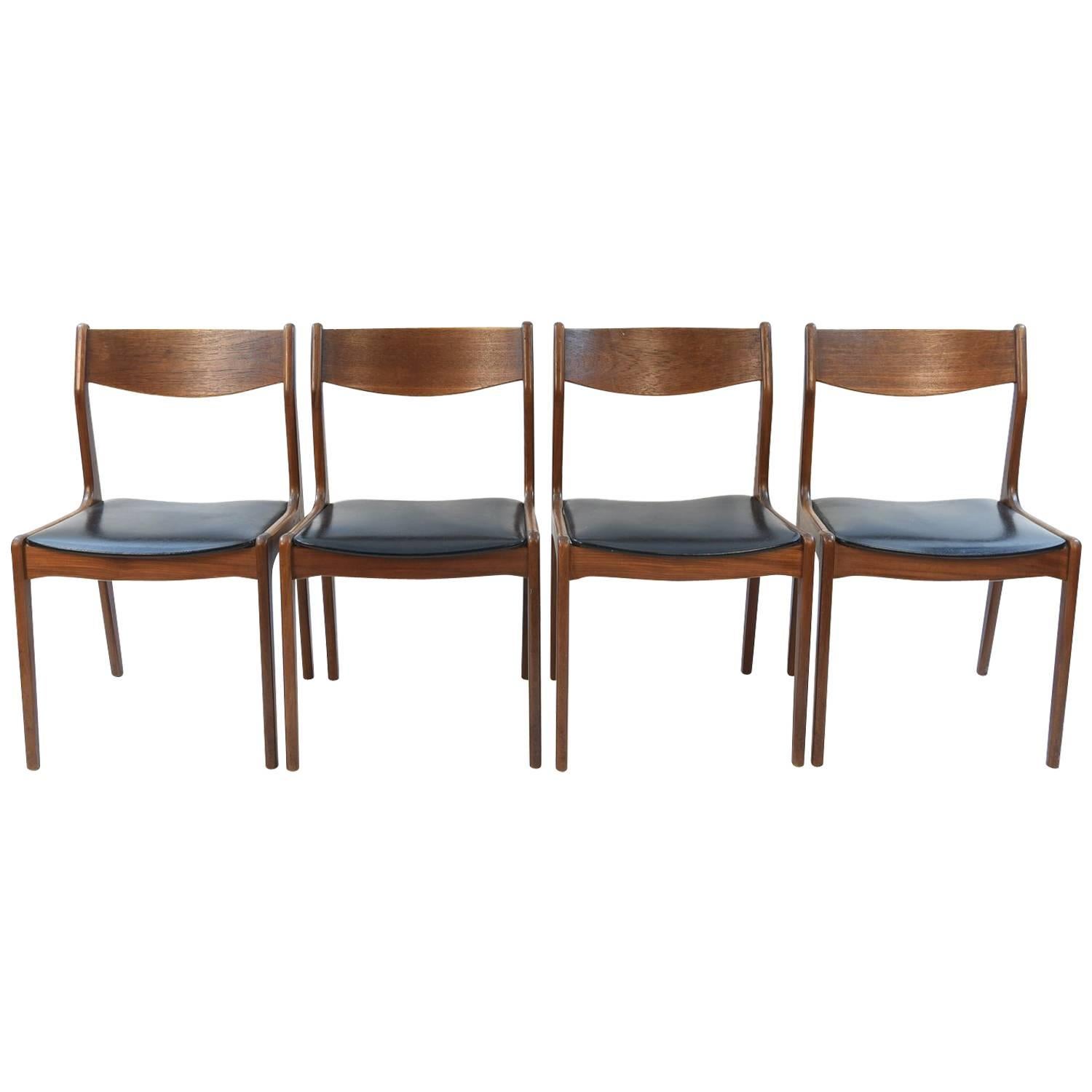 Set of Four Teak Danish Midcentury Side Chairs