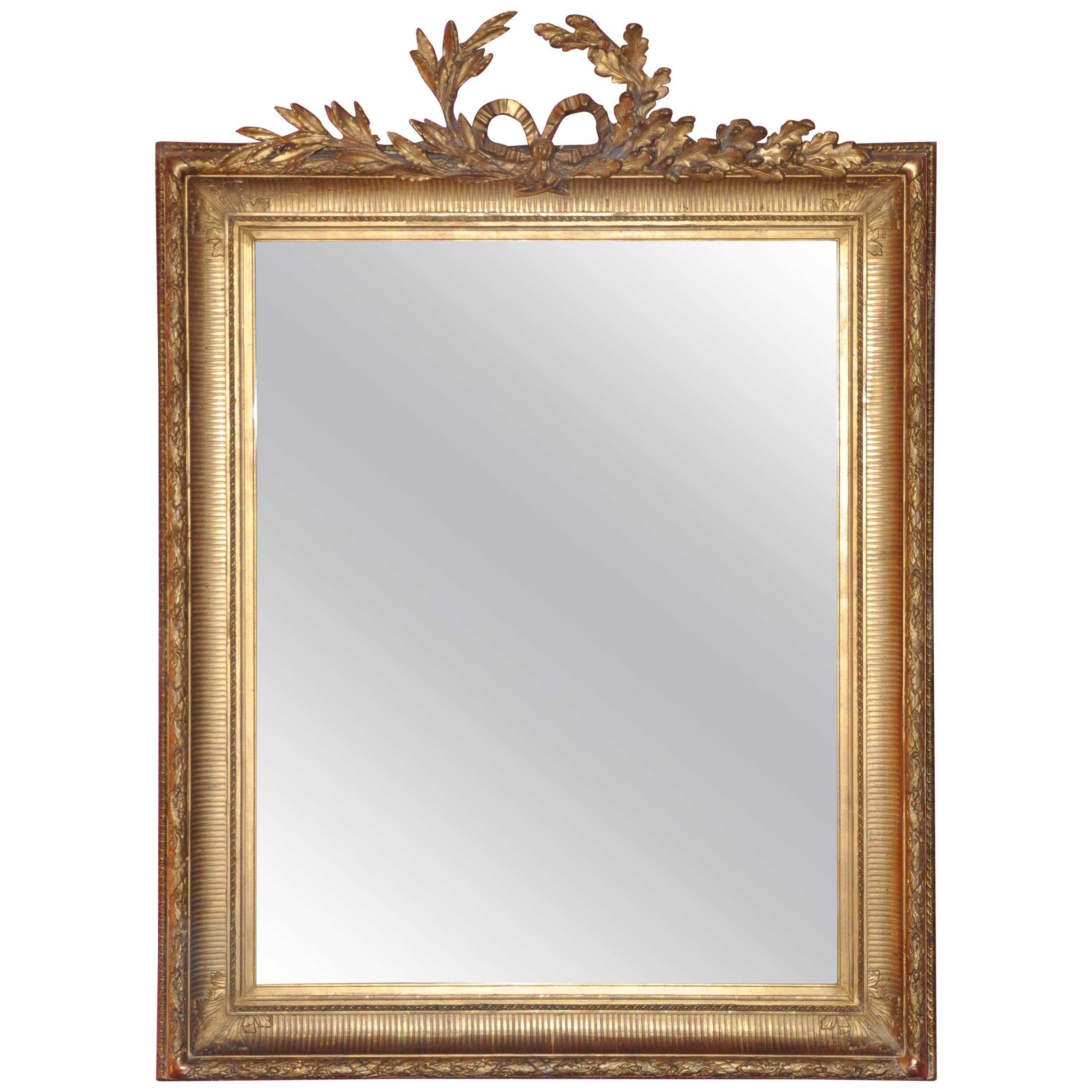 19th Century Mirror Made of Wood and Golden Pads with Gold Leaf For Sale