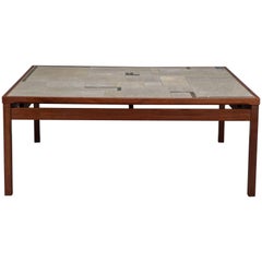 Large Danish Modern Mid-Century Rosewood and Tile Coffee Table