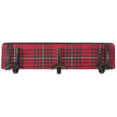 Fully Original Jacques Adnet Coat Hanger in Leather and Tartan Plaid Wool