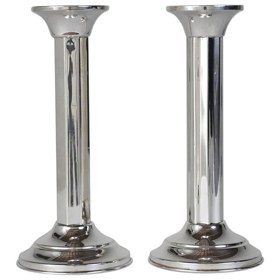 Art Deco Sterling Silver Candle Holders