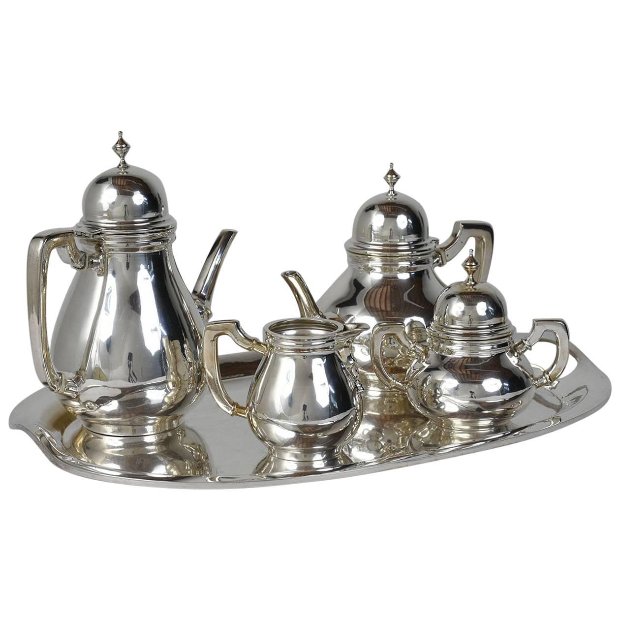 Five-Piece Tiffany-Style Sterling Silver Tea Set