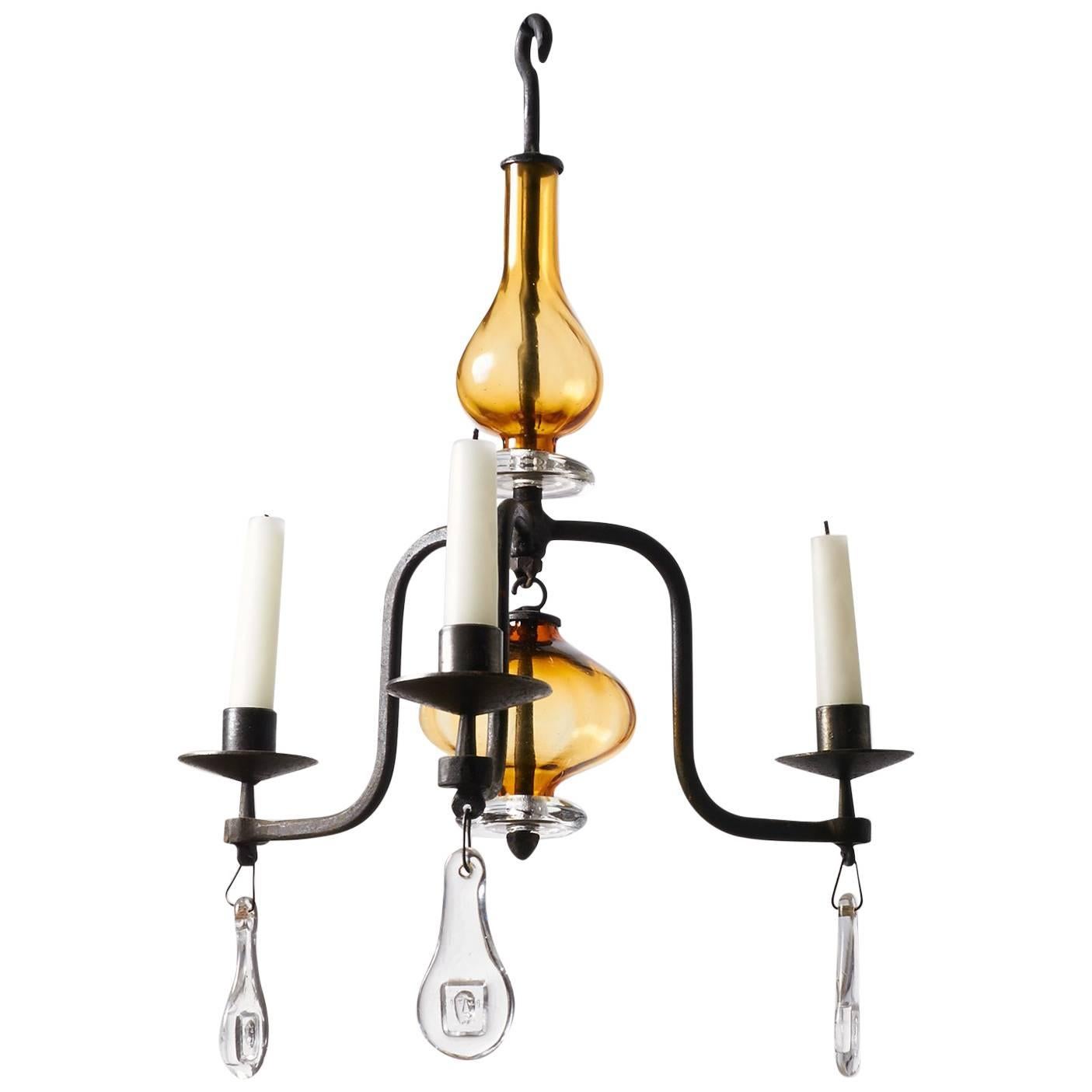 Erik Hoglund Three-Arm Chandelier For Sale