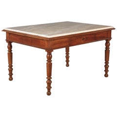 Louis Philippe Style Walnut Pastry Table with Onyx Top, 1900s