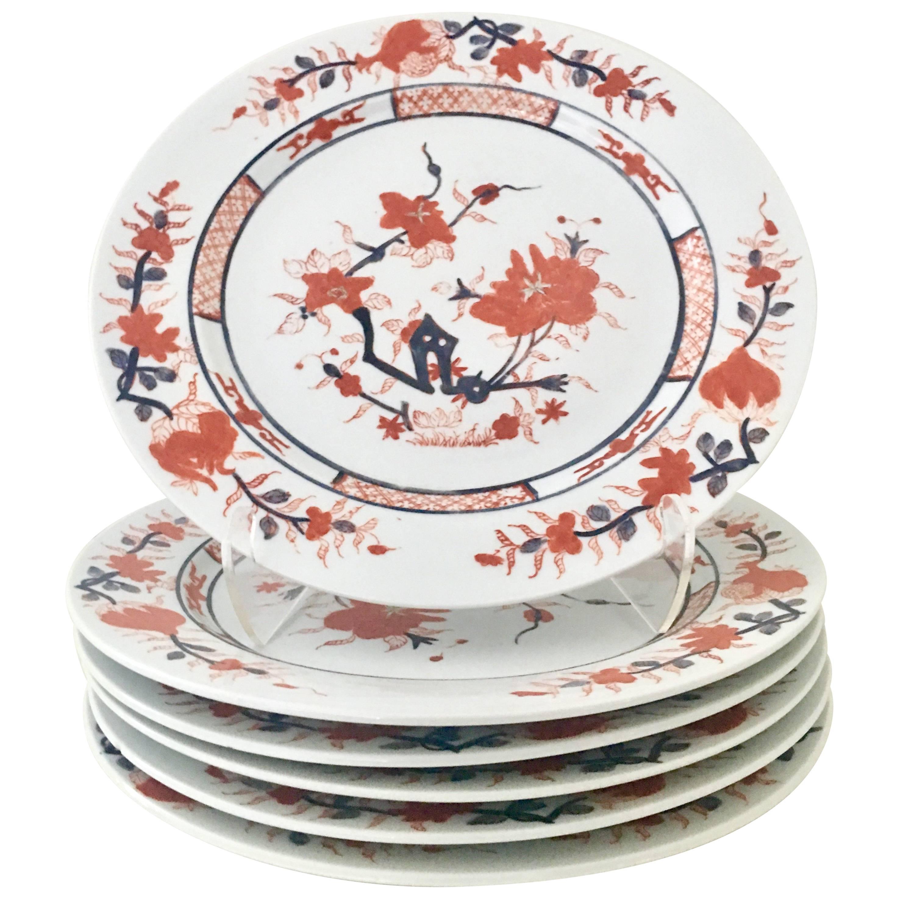 1970'S Japanese Porcelain "Imari" Dinner Plates, Set of Six