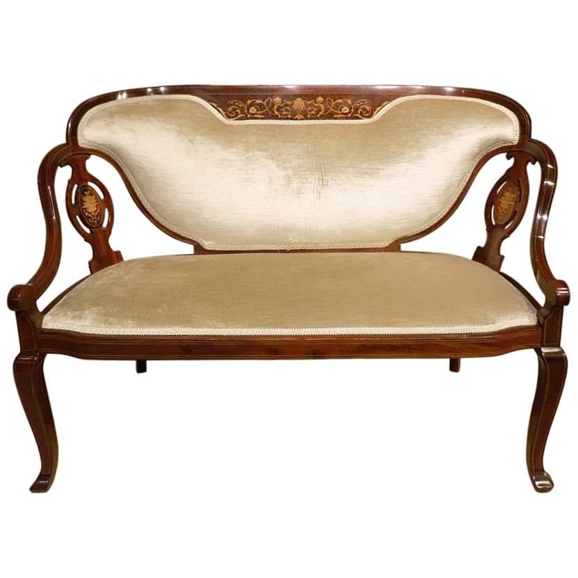 Fine Quality Mahogany and Marquetry Inlaid Edwardian Period Sofa