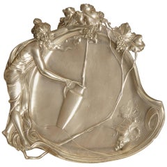 Art Nouveau WMF Pewter Calling Card / Dressing Table Tray