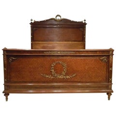 Fine Quality Plum Pudding Mahogany and Ormolu Mounted French King-Size Bed