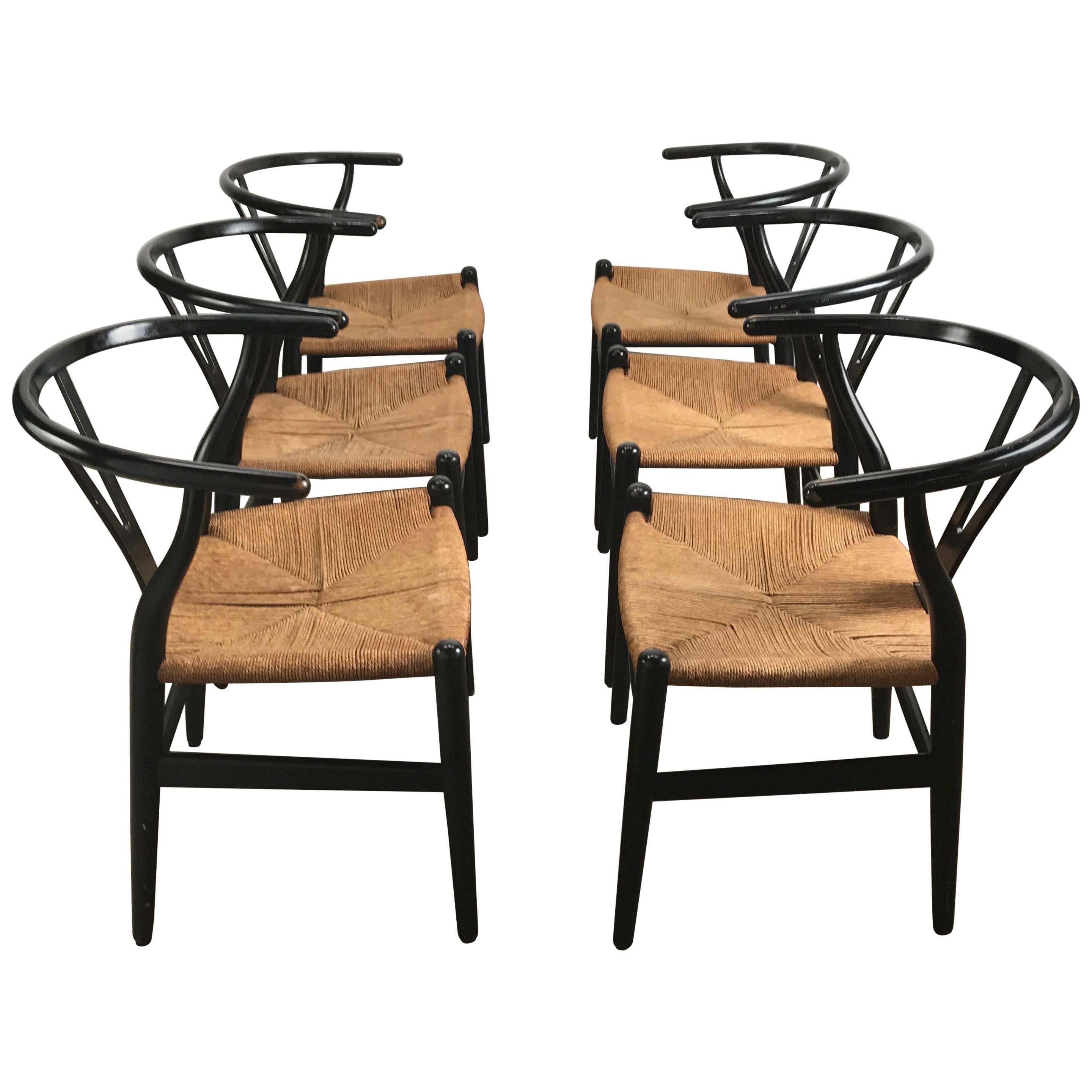 Early Set of Six Dining Chairs, CH24 Wishbone by Hans Wegner , Carl Hansen & Son