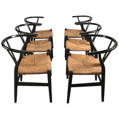 Early Set of Six Dining Chairs, CH24 Wishbone by Hans Wegner , Carl Hansen 
Son