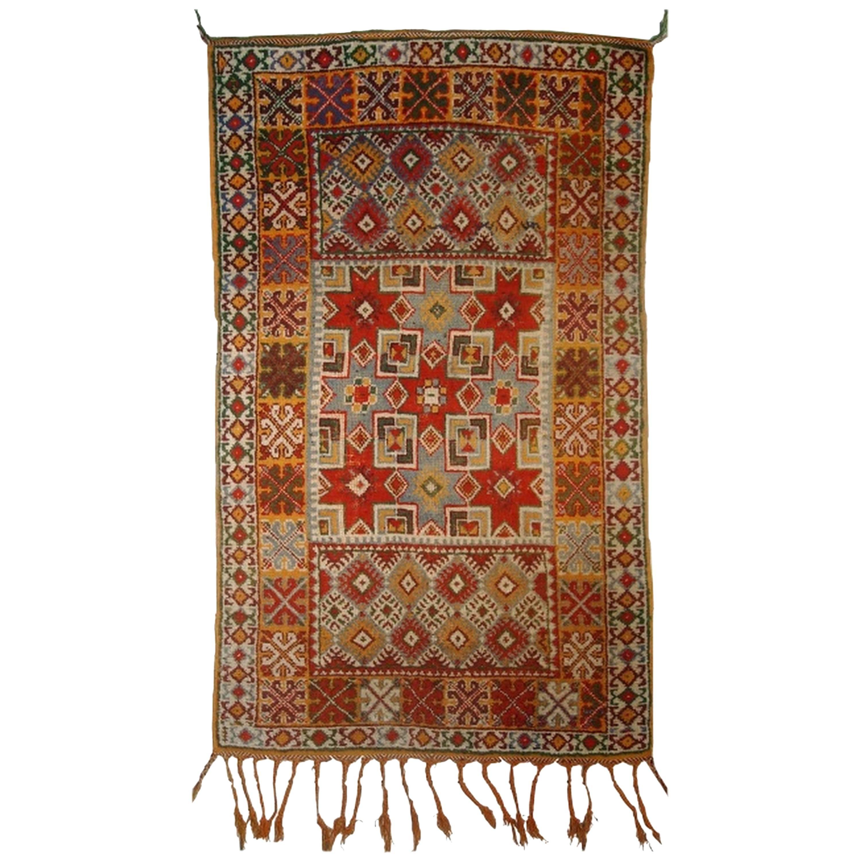 Handmade Antique Moroccan Berber Rug, 1900s at 1stDibs
